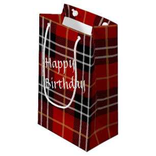 Petit Sac Cadeau Joyeux Anniversaire Tartan Plaid