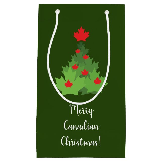 Petit Sac Cadeau Joyeux drapeau canadien feuille d'érable Noël (Devant)