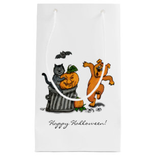 Petit Sac Cadeau Joyeux Halloween ! Chien et araignée de chauve-sou