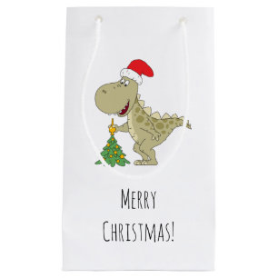 Petit Sac Cadeau Joyeux Noël Arbre mignonne Dinosaure Santa Hat