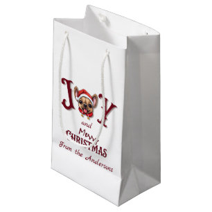 Petit Sac Cadeau Joyeux Noël Joy Cute French Bulldog holly