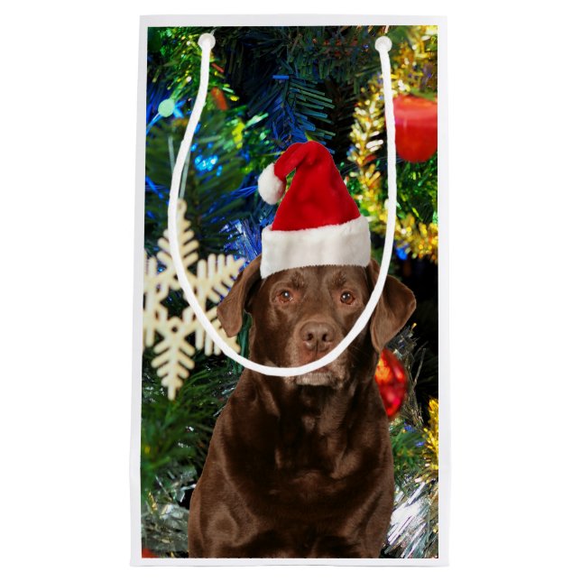 Petit Sac Cadeau Joyeux Noël Labrador Retriever Chien Santa Hat (Devant)