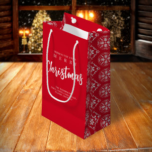 Petit Sac Cadeau Joyeux Noël mignon Whimsical Red Snowflake