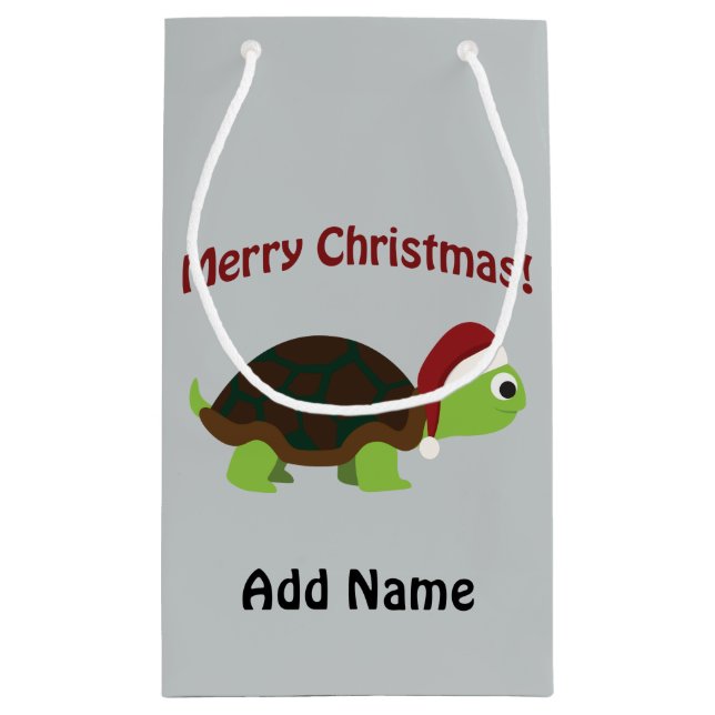 Petit Sac Cadeau Joyeux Noël! père Noël Turtle (Dos)