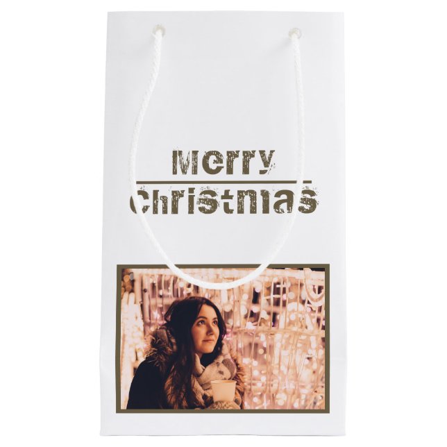 Petit Sac Cadeau Joyeux Noël Photo de vacances (Devant)