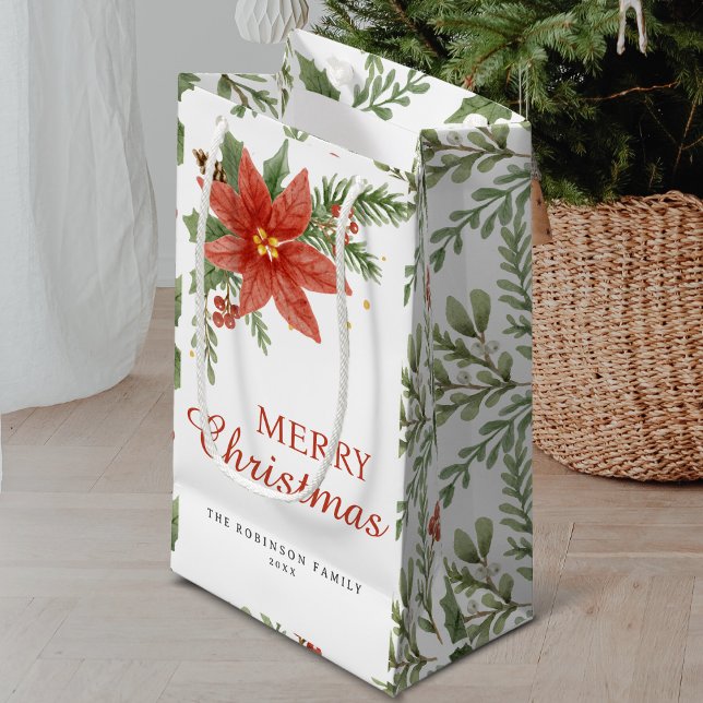 Petit Sac Cadeau Joyeux Noël Retro Typographie Saison de vacances (Créateur téléchargé)