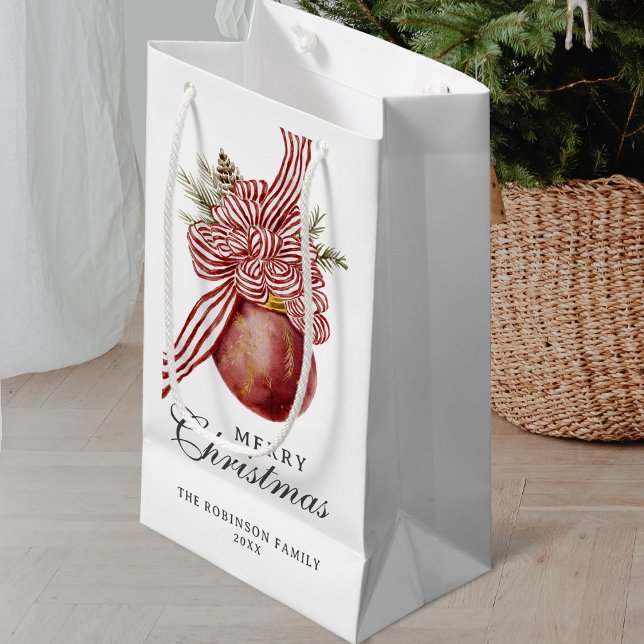 Petit Sac Cadeau Joyeux Noël Rouge Fête Ornement (Créateur téléchargé)