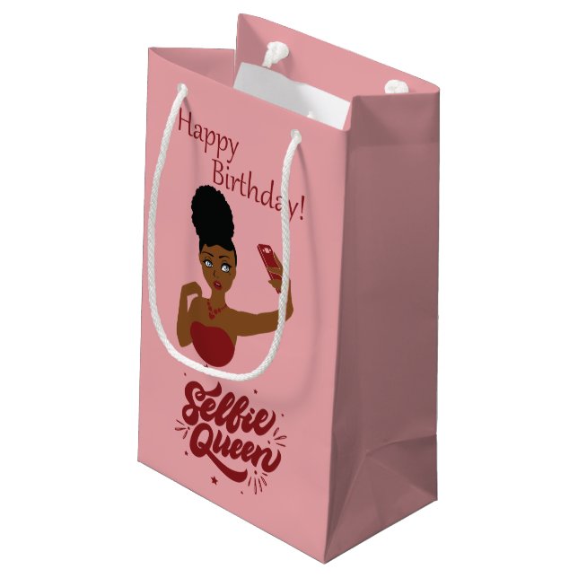 Petit Sac Cadeau Joyeux Selfie Queen pour l'anniversaire ! (Dos Angle)