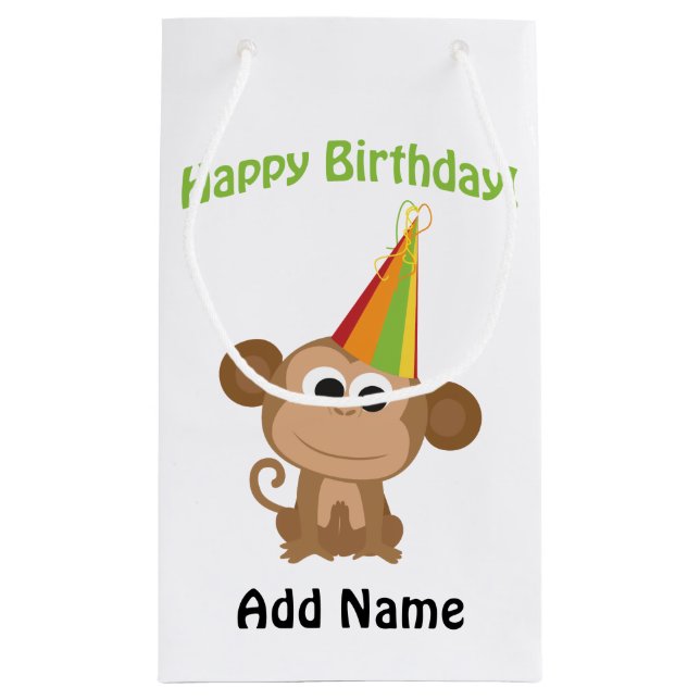 Petit Sac Cadeau Joyeux singe d'anniversaire (Dos)