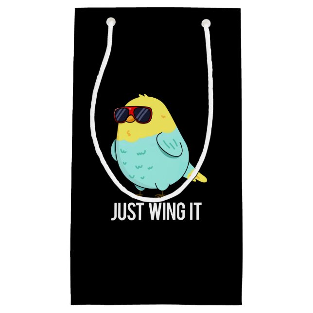 Petit Sac Cadeau Juste l'aile il drôle jeu d'oiseaux Dark BG (Devant)