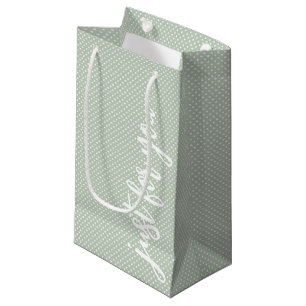 Petit Sac Cadeau Juste pour vous Sage Green Polka point