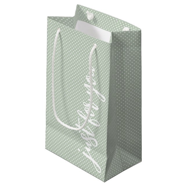 Petit Sac Cadeau Juste pour vous Vert Sauge pois (Devant Angle)