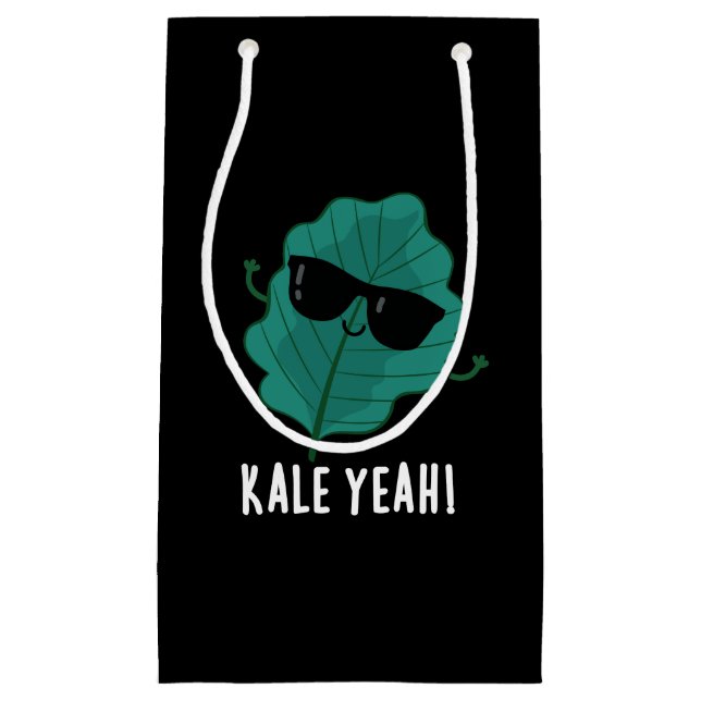 Petit Sac Cadeau Kale Ouais Funny Veggie Pun Dark BG (Devant)