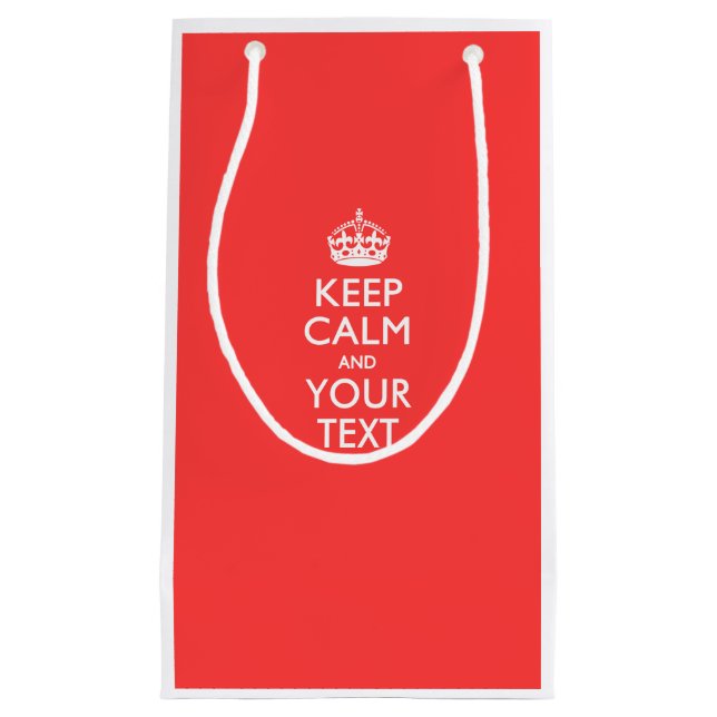 Petit Sac Cadeau KEEP CALM personnalisé et votre texte sur Coral (Devant)