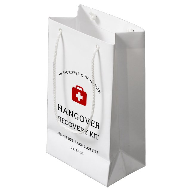 Petit Sac Cadeau Kit de récupération de gueule de bois pour enterre (Devant Angle)