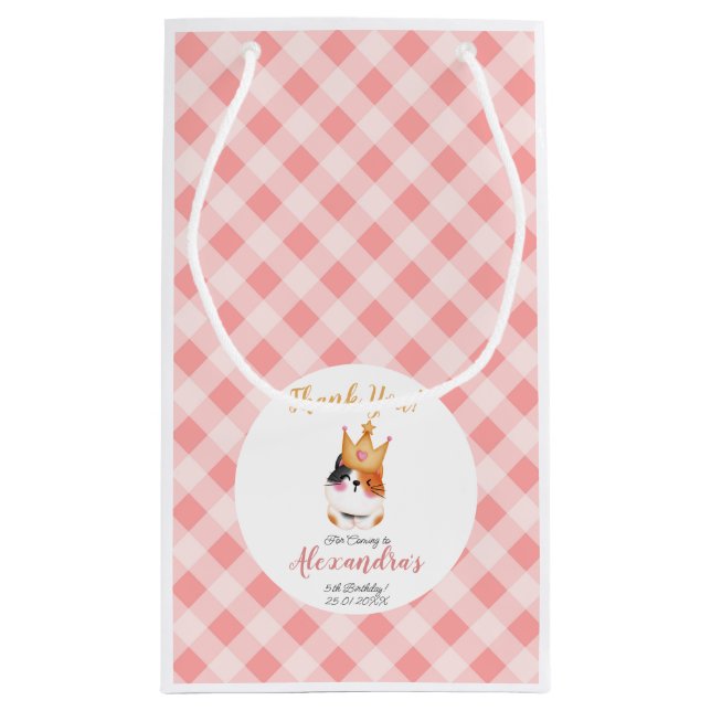 Petit Sac Cadeau Kitten Meow Couronne rose Fille Kitty Chat Anniver (Dos)