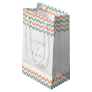 Petit Sac Cadeau La collection moderne de Mariages Chevron Peach &