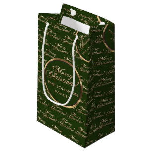 Petit Sac Cadeau La famille Johnson Green Faux Gold Chic