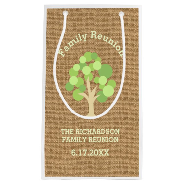 Petit Sac Cadeau La Réunion de famille verte rustique mignonne (Devant)