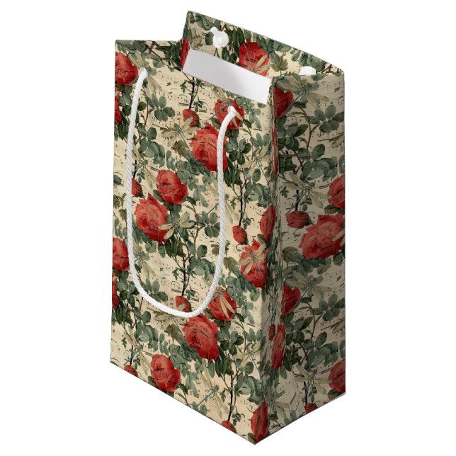 Petit Sac Cadeau La série Rose et Libellule (modèle 9) (Devant Angle)