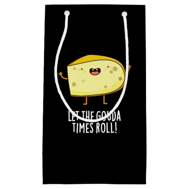 Petit Sac Cadeau Laissez Le Gouda Times Roll Drôle Cheese Pun Dark  (Devant)