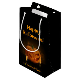 Petit Sac Cadeau Lanterne Citrouille d'Halloween avec bougies