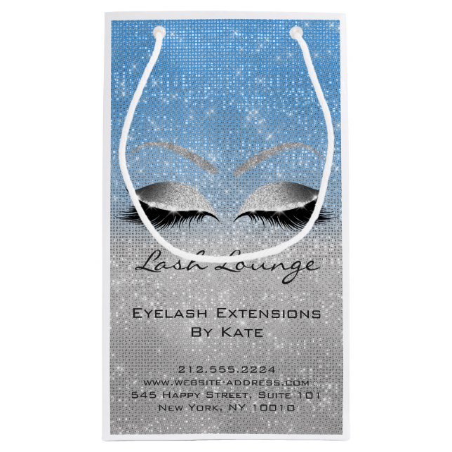 Petit Sac Cadeau Lashes Extension Maquillage Artiste Beauté Blue Gr (Dos)