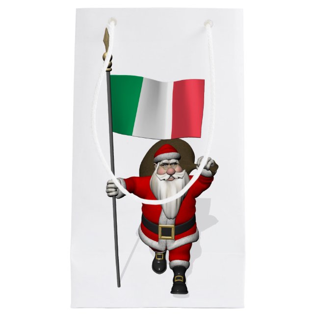 Petit Sac Cadeau Le Père Noël Avec L'Ensigne D'Italie (Devant)