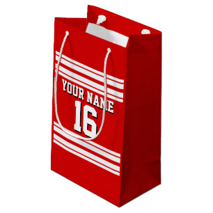Petit Sac Cadeau Le rouge sportif de très bon goût avec le blanc