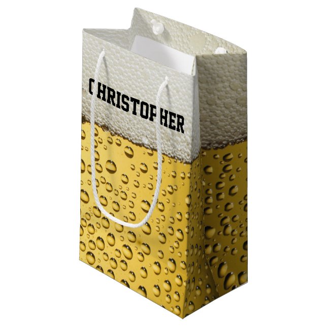 Petit Sac Cadeau Le verre de bière personnalisent (Devant Angle)