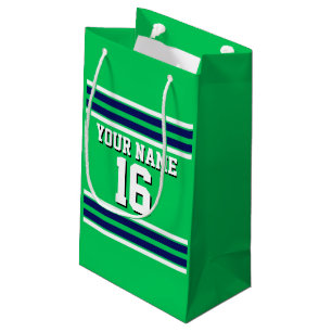 Petit Sac Cadeau Le vert vert avec le blanc de marine barre