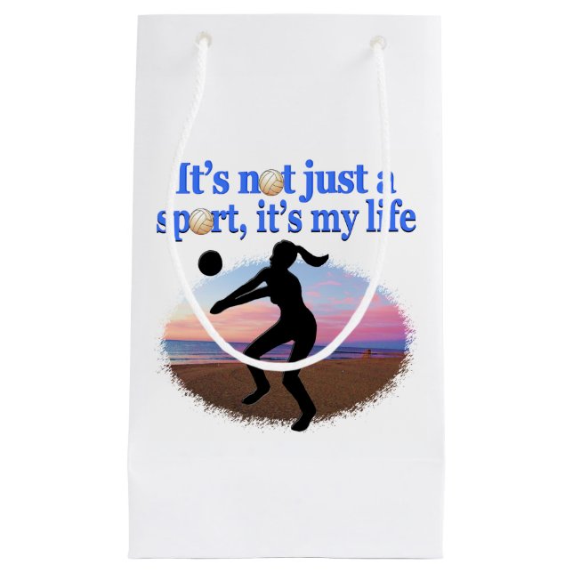 PETIT SAC CADEAU LE VOLLEYBALL INSPIRATIONNEL EST MON DESIGN DE VIE (Devant)
