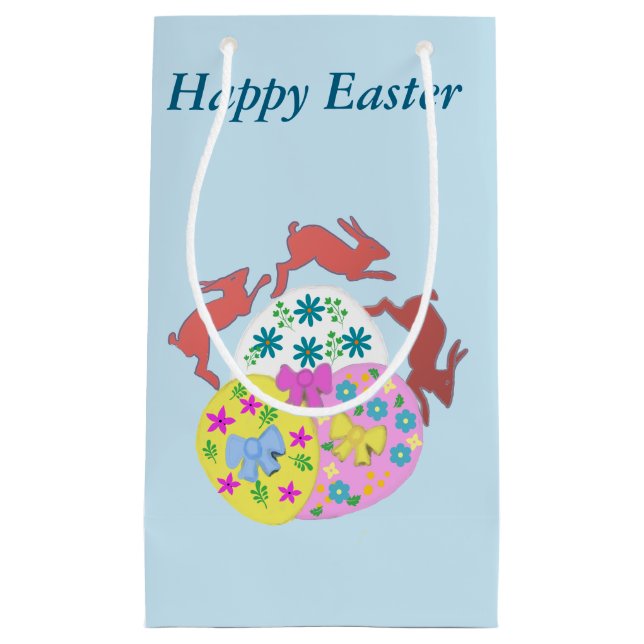 Petit Sac Cadeau Leaping Hares editable Easter (Devant)