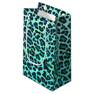 Petit Sac Cadeau Léopard noir et Turquoise