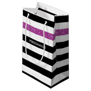 Petit Sac Cadeau Les formes noires modernes FAUX Purple Glitz et No