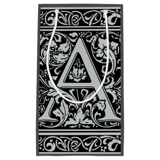 Petit Sac Cadeau Lettre A Monogramme Médiéval Art Nouveau (Devant)