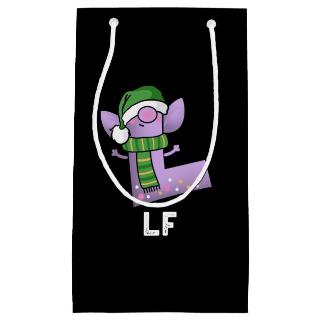 Petit Sac Cadeau Lettre Lf Funny L Pun Dark BG (Devant)