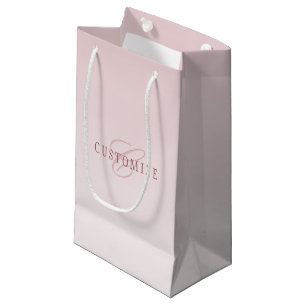 Petit Sac Cadeau Lettres Élégantes & Monogramme   Rose Ombré