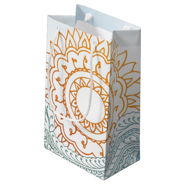 Petit Sac Cadeau Lever de soleil détaillé d'abrégé sur henné (Dos Angle)