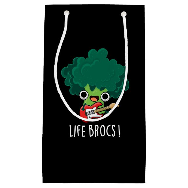 Petit Sac Cadeau Life Brocs Funny Veggie Brocoli Pun Dark BG (Devant)
