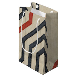 Petit Sac Cadeau Lignes graphiques orange et bleu