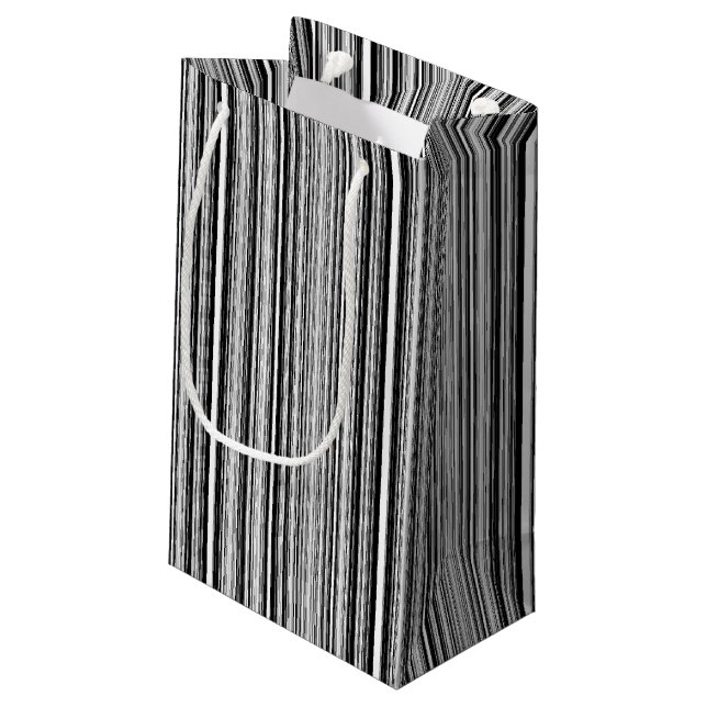 Petit Sac Cadeau Lignes noires et blanches (Dos Angle)