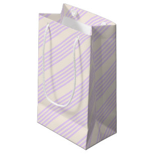 Petit Sac Cadeau Lilac violet et beige cinq bandes motif