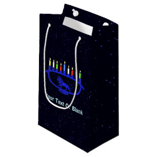 Petit Sac Cadeau Lion bleu Menorah