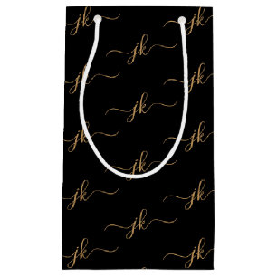 Petit Sac Cadeau Logo de script de monogramme d'entreprise Black Go