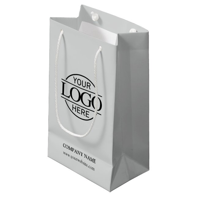 Petit Sac Cadeau Logo d'entreprise moderne en gris clair (Devant Angle)