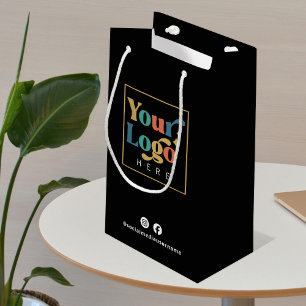Petit Sac Cadeau Logo d'entreprise - Papier promotionnel noir