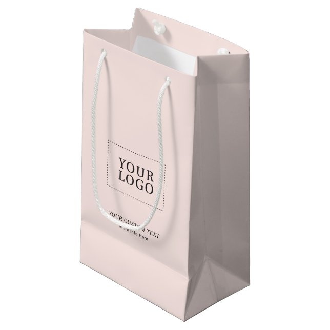 Petit Sac Cadeau Logo d'entreprise simple rose minimum (Devant Angle)