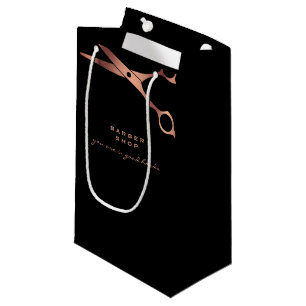 Petit Sac Cadeau Logo des ciseaux en cuivre noir