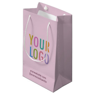Petit Sac Cadeau Logo Mauve Violet 21,59 cm